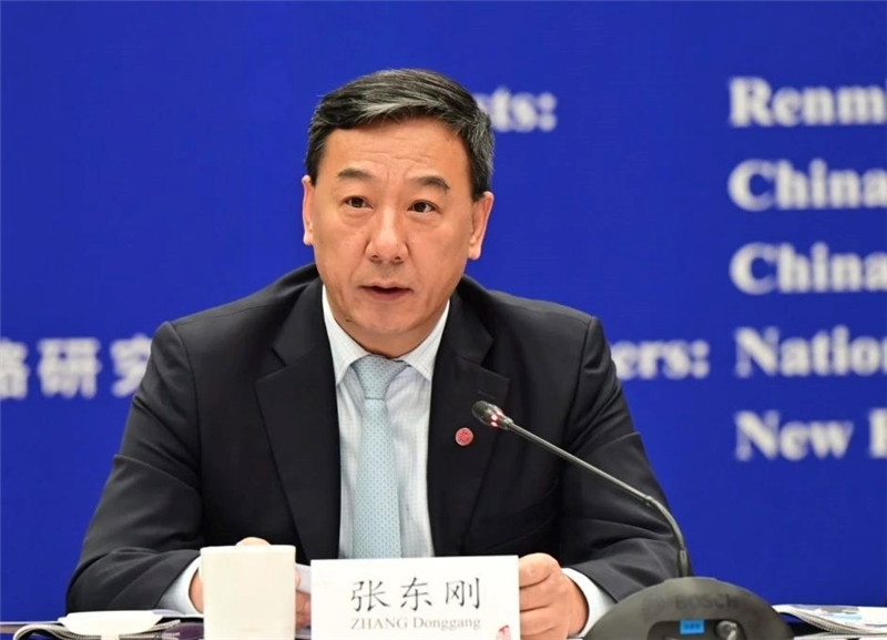 中國人民大學(xué)黨委書記、國家發(fā)展與戰(zhàn)略研究院理事長張東剛作論壇開幕致辭。主辦方供圖