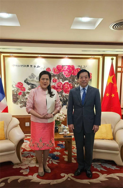 中國駐泰國大使會見泰國民聯(lián)廳候任廳長。中國駐泰國大使館供圖