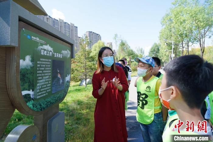 圖為小朋友在青海西寧湟水國家濕地公園內(nèi)學(xué)習(xí)濕地知識?！●R銘言 攝