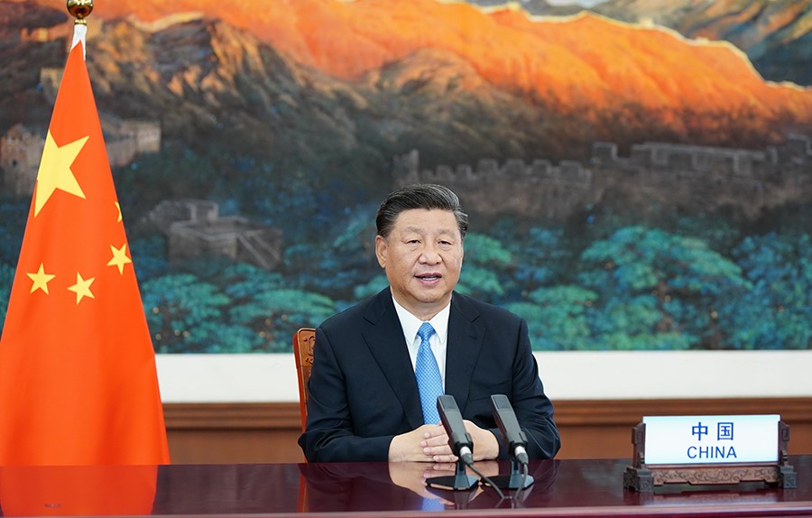 2020年9月22日，國家主席習(xí)近平在第七十五屆聯(lián)合國大會一般性辯論上發(fā)表重要講話。新華社記者 鞠鵬 攝