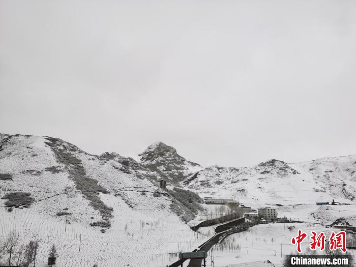 圖為青海省東南部的青沙山區(qū)域銀裝素裹。　張?zhí)砀?攝