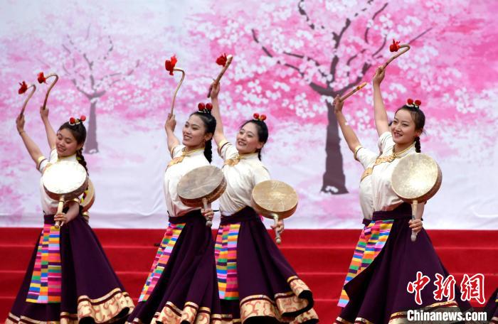 3月28日，西藏林芝第二十屆桃花旅游文化節(jié)開幕式上的文藝表演?！±盍?攝