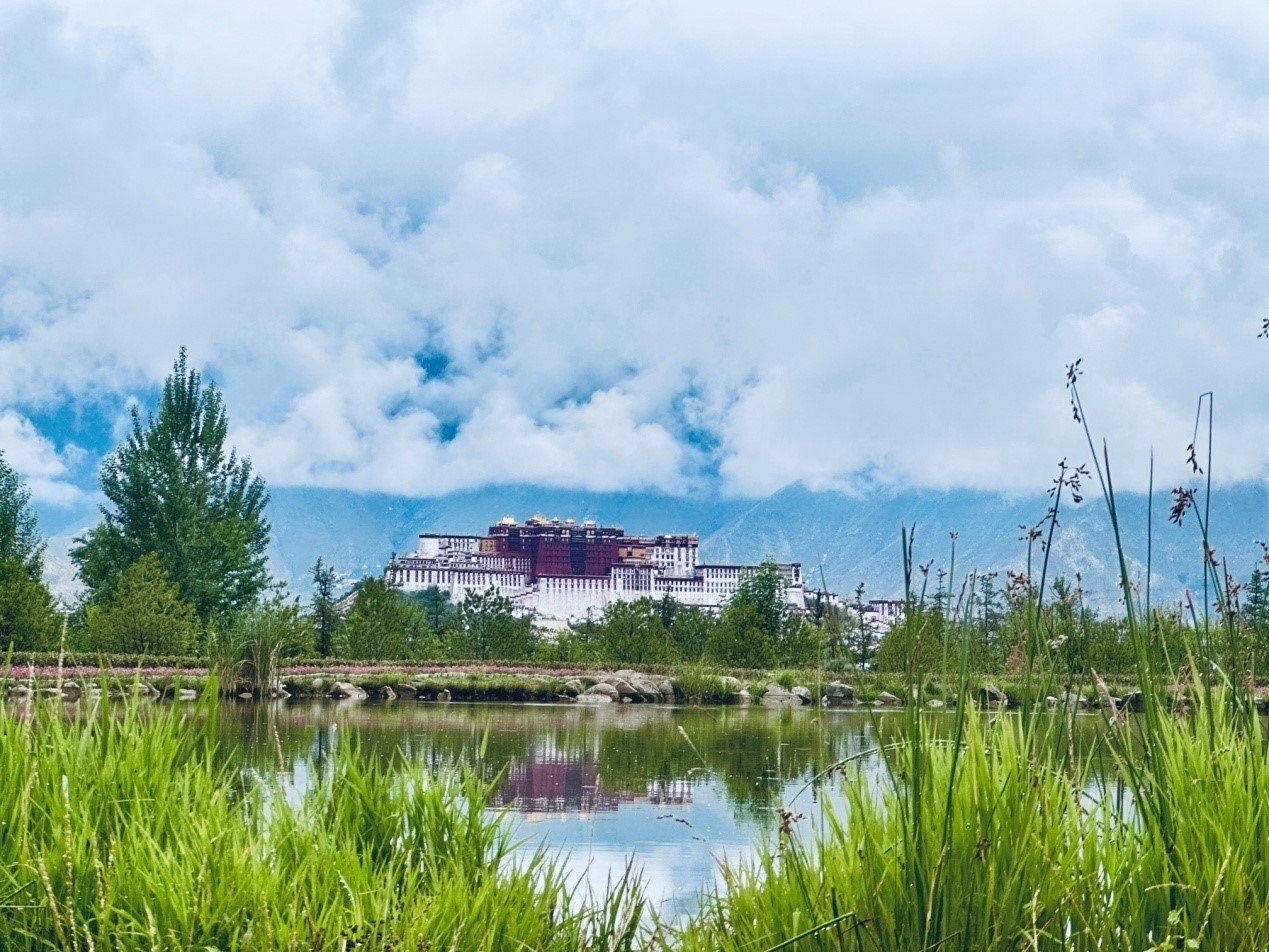在南山公園遠眺布達拉宮。人民網(wǎng)記者 益西康珠攝